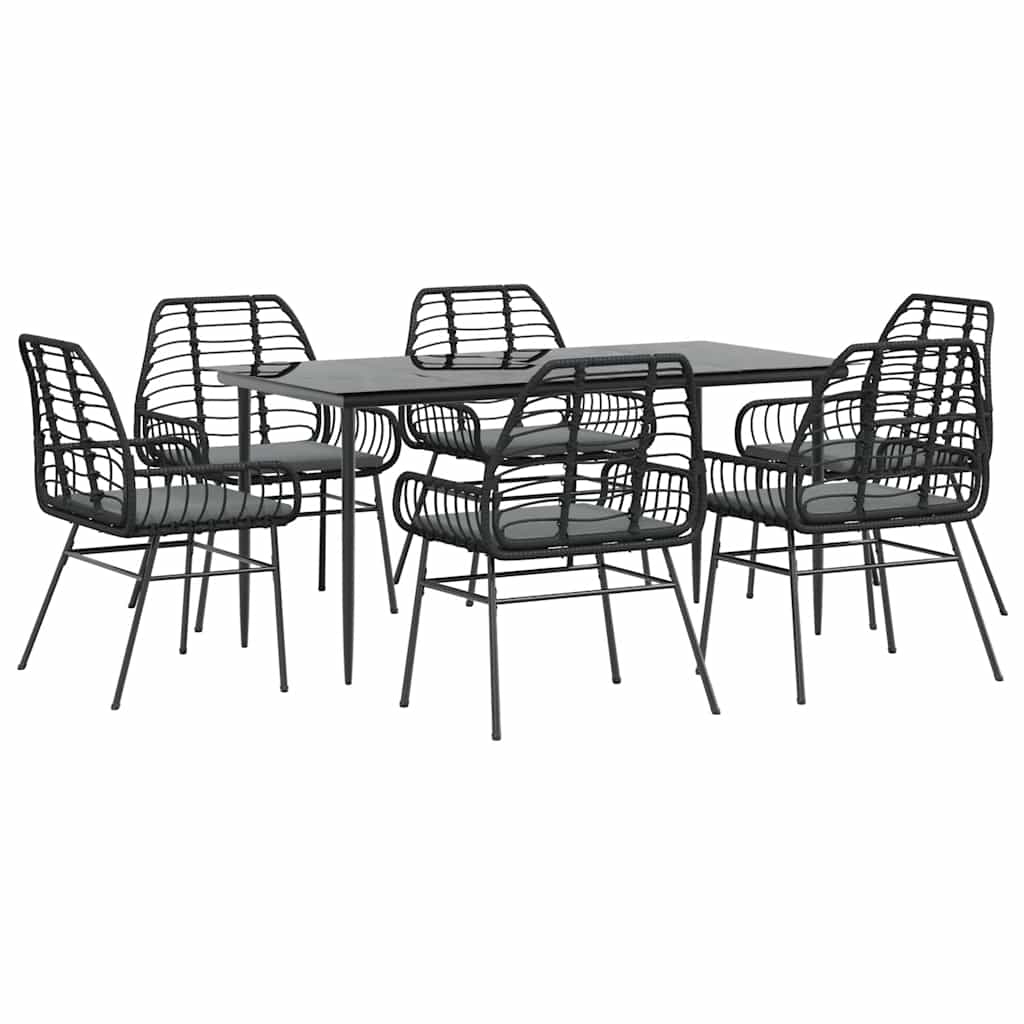 5 Dele Spisebordssæt Til Haven M. Hynder Polyrattan Glas Sort
