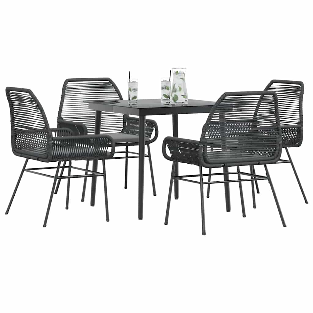 9 Dele Spisebordssæt Til Haven Med Hynder Polyrattan Glas