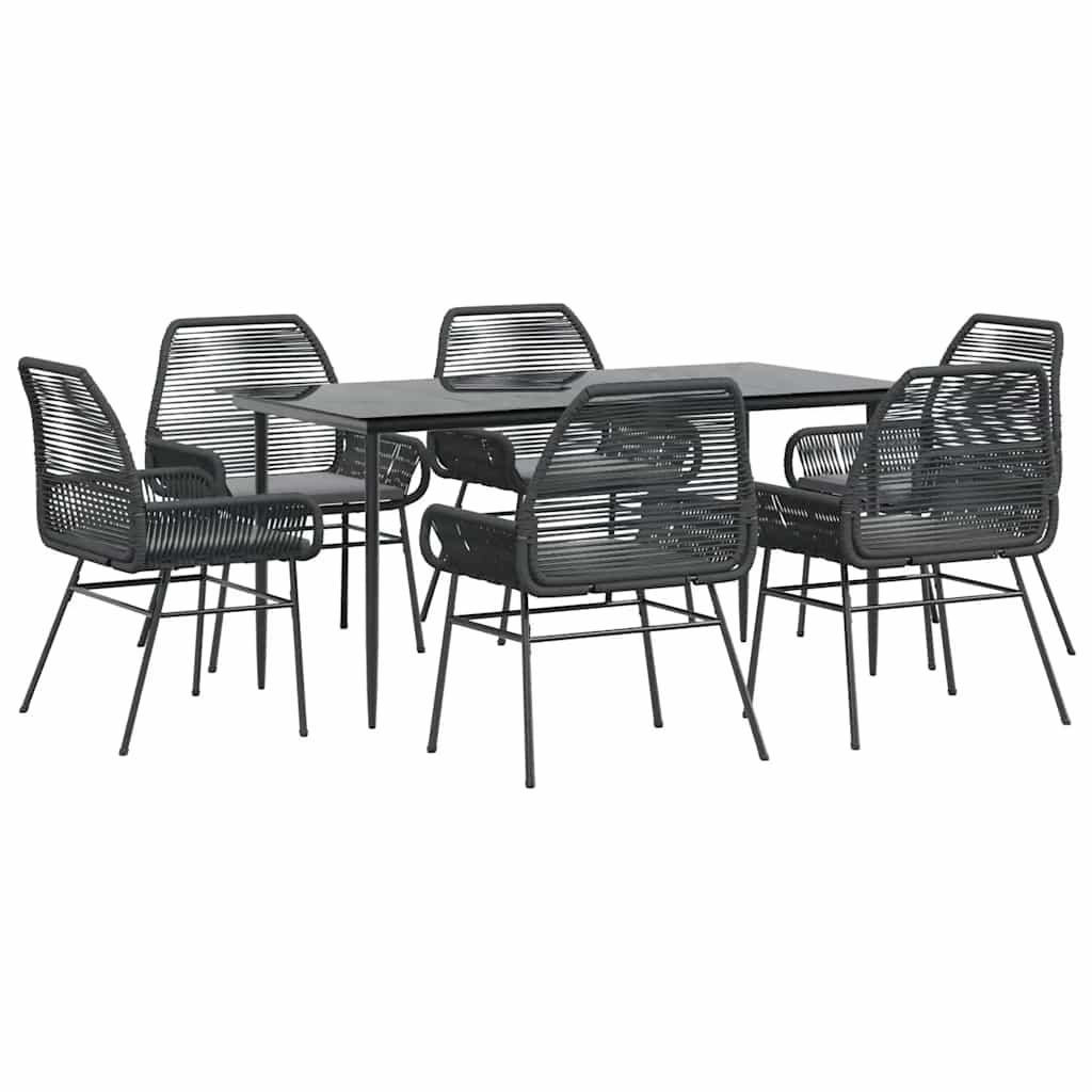 9 Dele Spisebordssæt Til Haven Med Hynder Polyrattan Glas