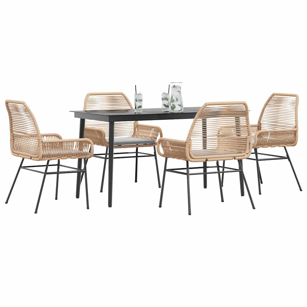 9 Dele Spisebordssæt Til Haven Med Hynder Polyrattan Glas