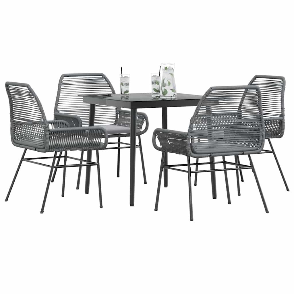 9 Dele Spisebordssæt Til Haven Med Hynder Polyrattan Glas
