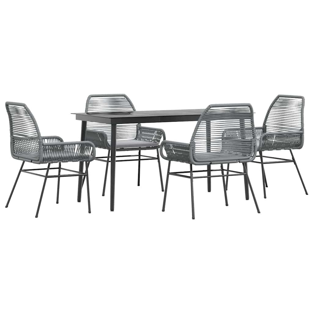 9 Dele Spisebordssæt Til Haven Med Hynder Polyrattan Glas