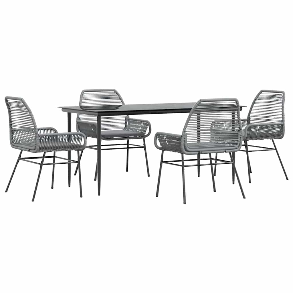 9 Dele Spisebordssæt Til Haven Med Hynder Polyrattan Glas