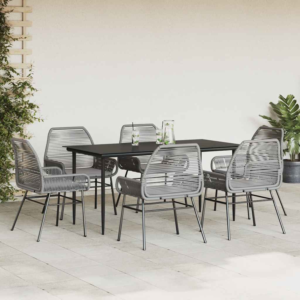 9 Dele Spisebordssæt Til Haven Med Hynder Polyrattan Glas