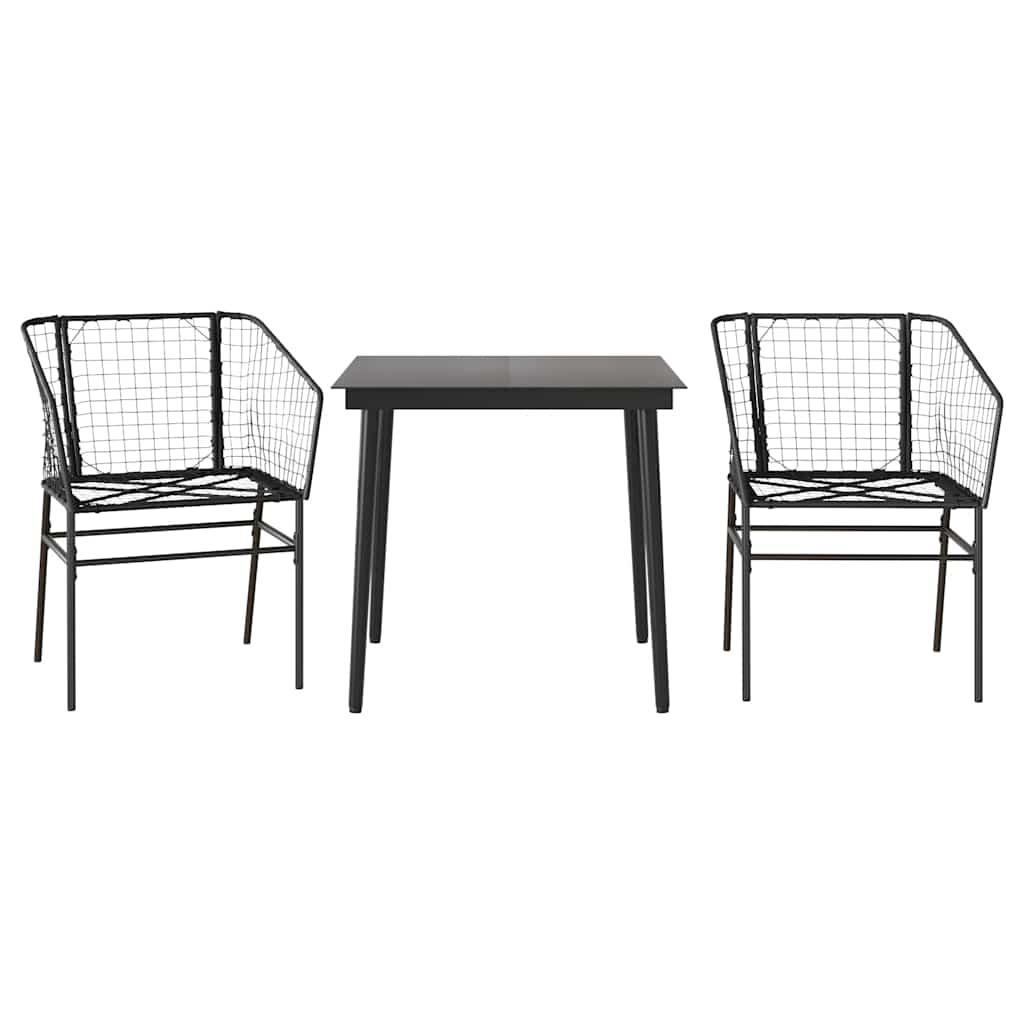 5 Dele Spisebordssæt Til Haven M. Hynder Polyrattan Glas Sort