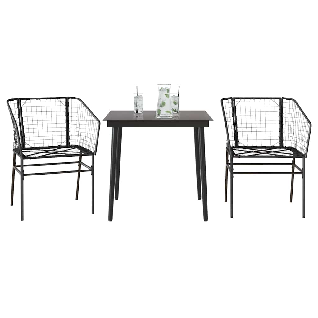 5 Dele Spisebordssæt Til Haven M. Hynder Polyrattan Glas Sort