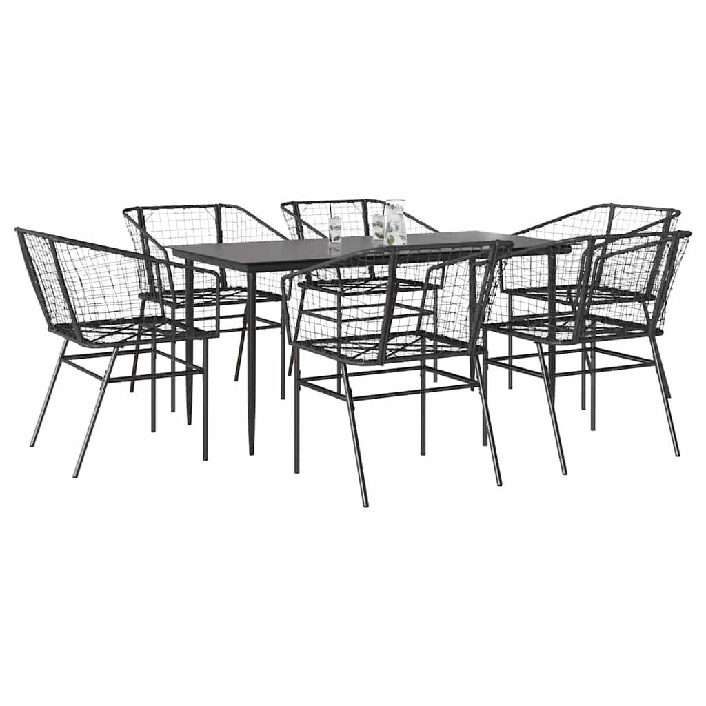 5 Dele Spisebordssæt Til Haven M. Hynder Polyrattan Glas Sort