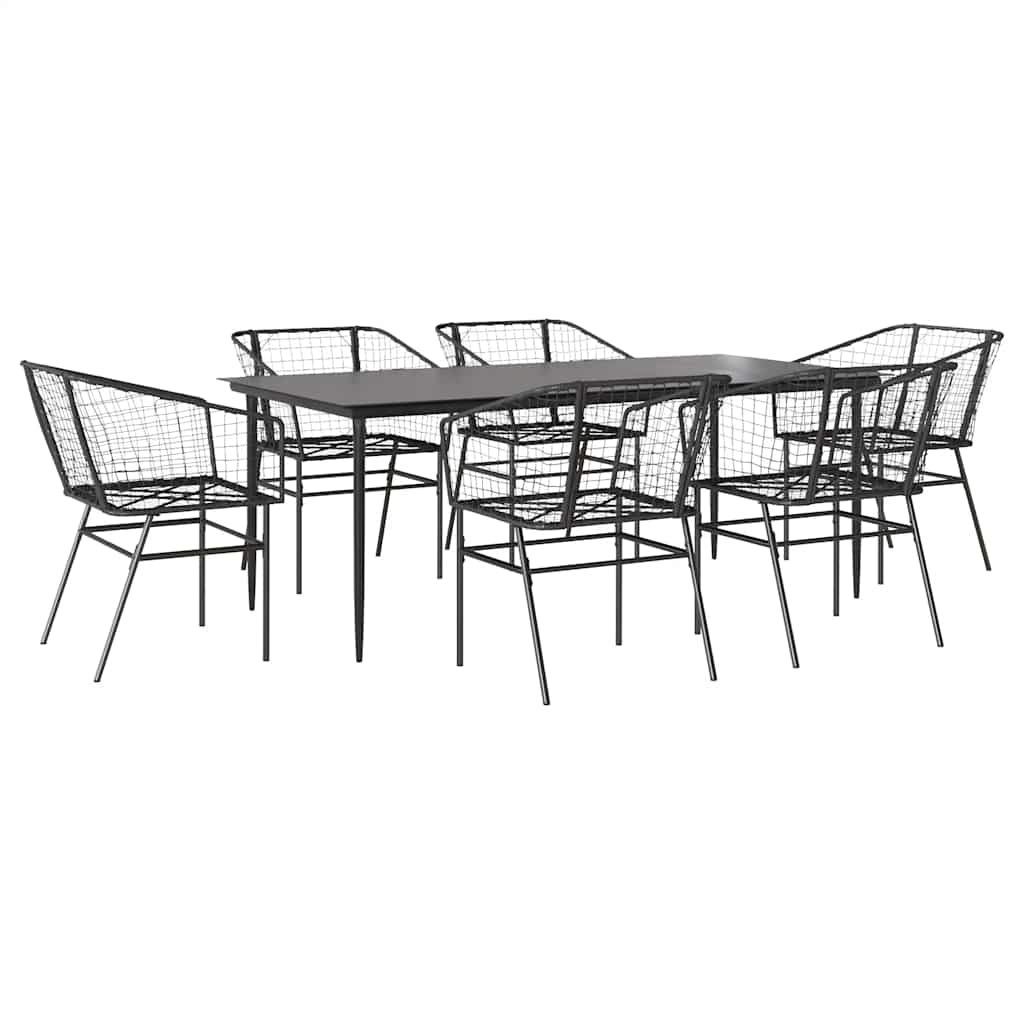 5 Dele Spisebordssæt Til Haven M. Hynder Polyrattan Glas Sort