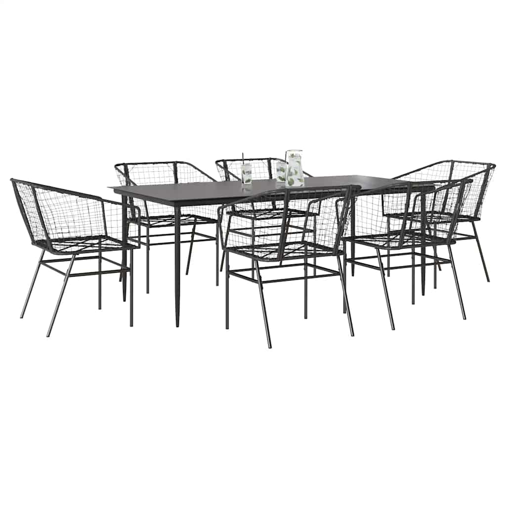 5 Dele Spisebordssæt Til Haven M. Hynder Polyrattan Glas Sort