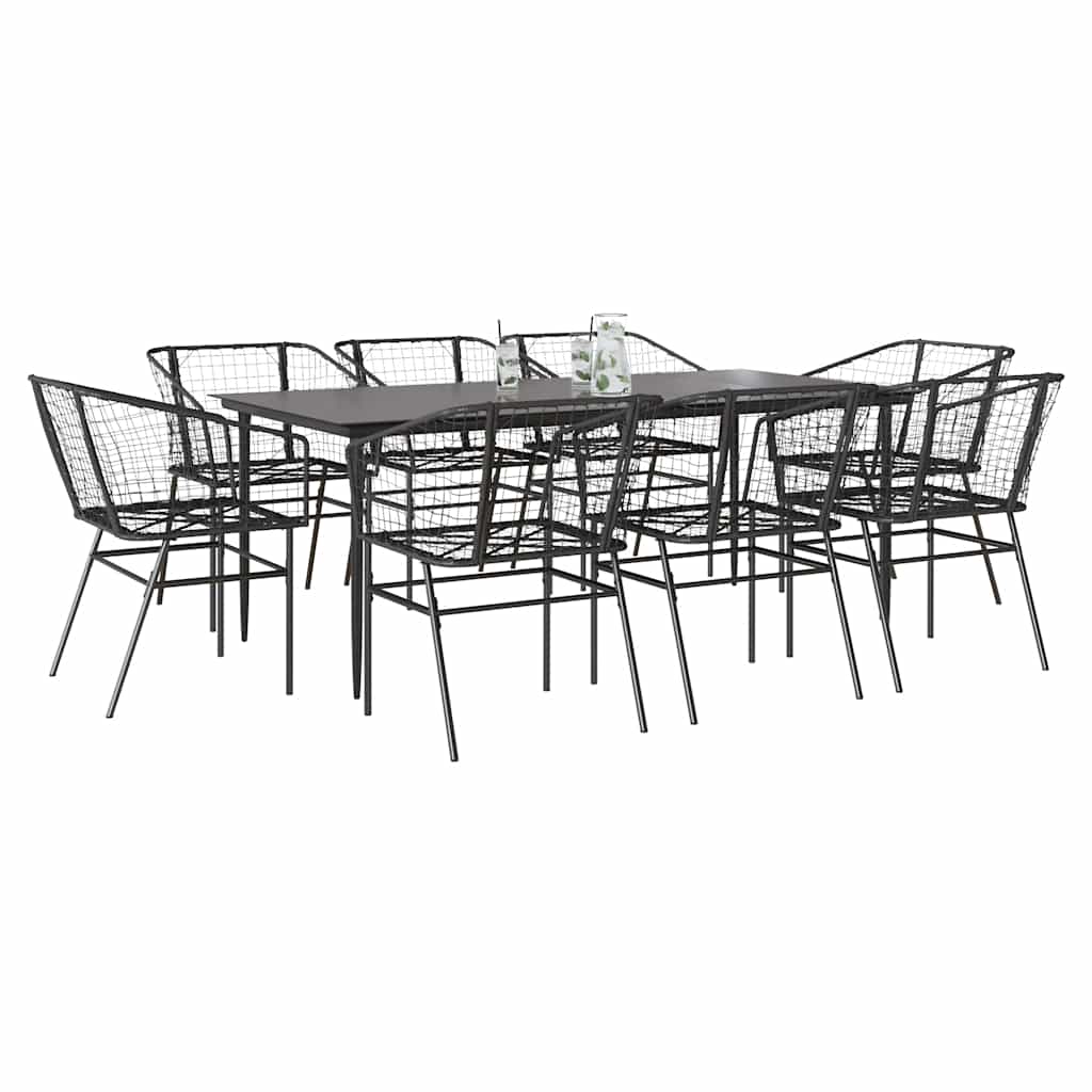 5 Dele Spisebordssæt Til Haven M. Hynder Polyrattan Glas Sort