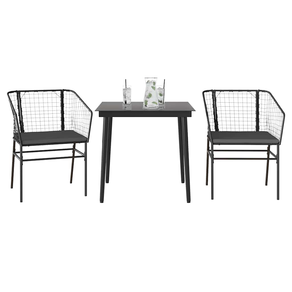 5 Dele Spisebordssæt Til Haven M. Hynder Polyrattan Glas Sort