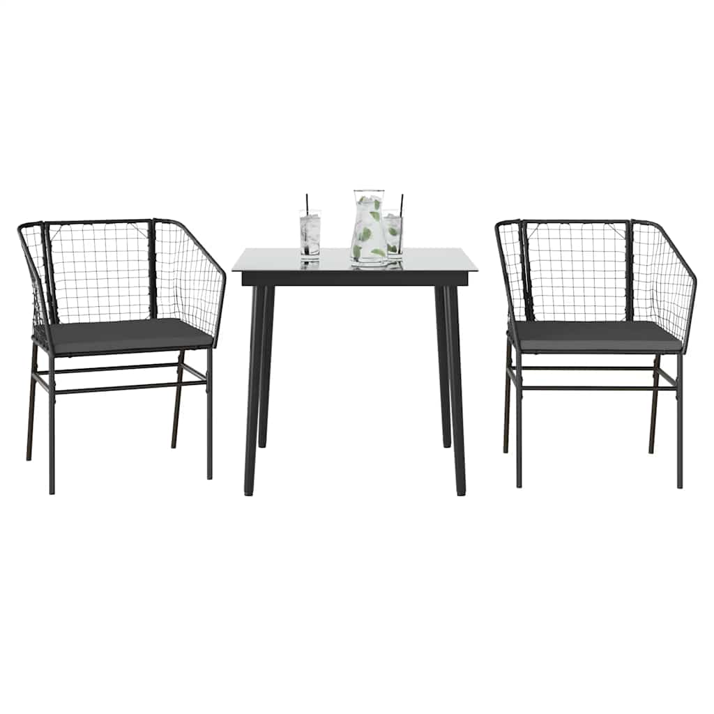 5 Dele Spisebordssæt Til Haven M. Hynder Polyrattan Glas Sort