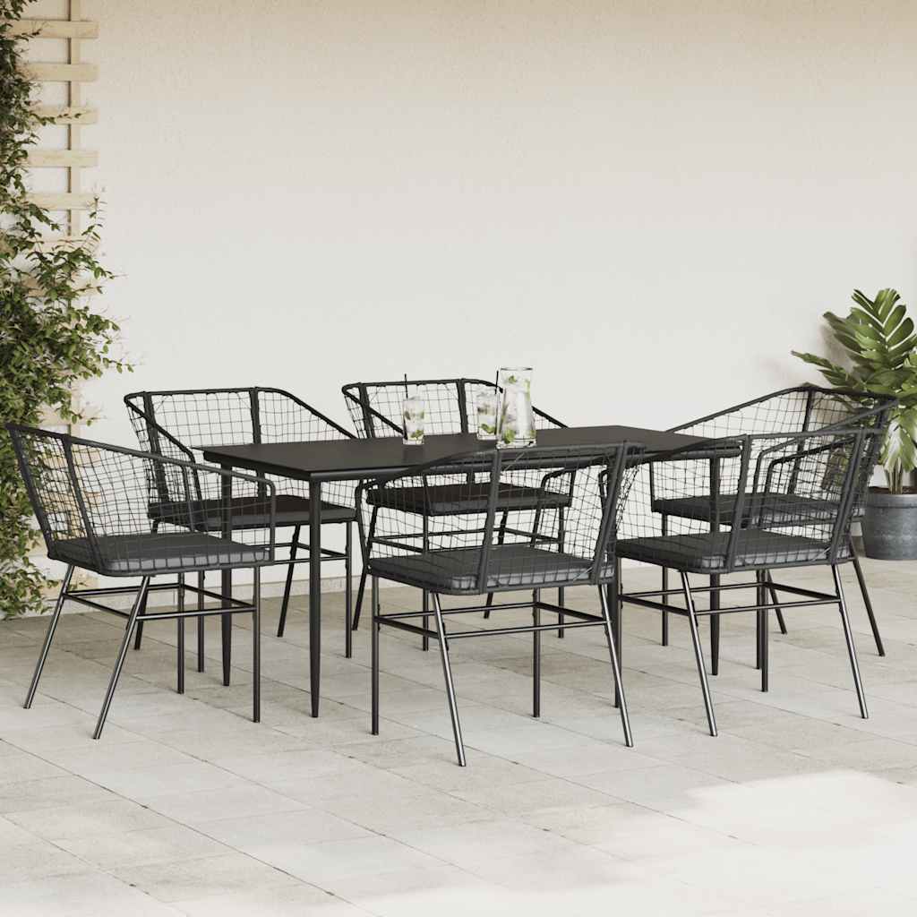 5 Dele Spisebordssæt Til Haven M. Hynder Polyrattan Glas Sort