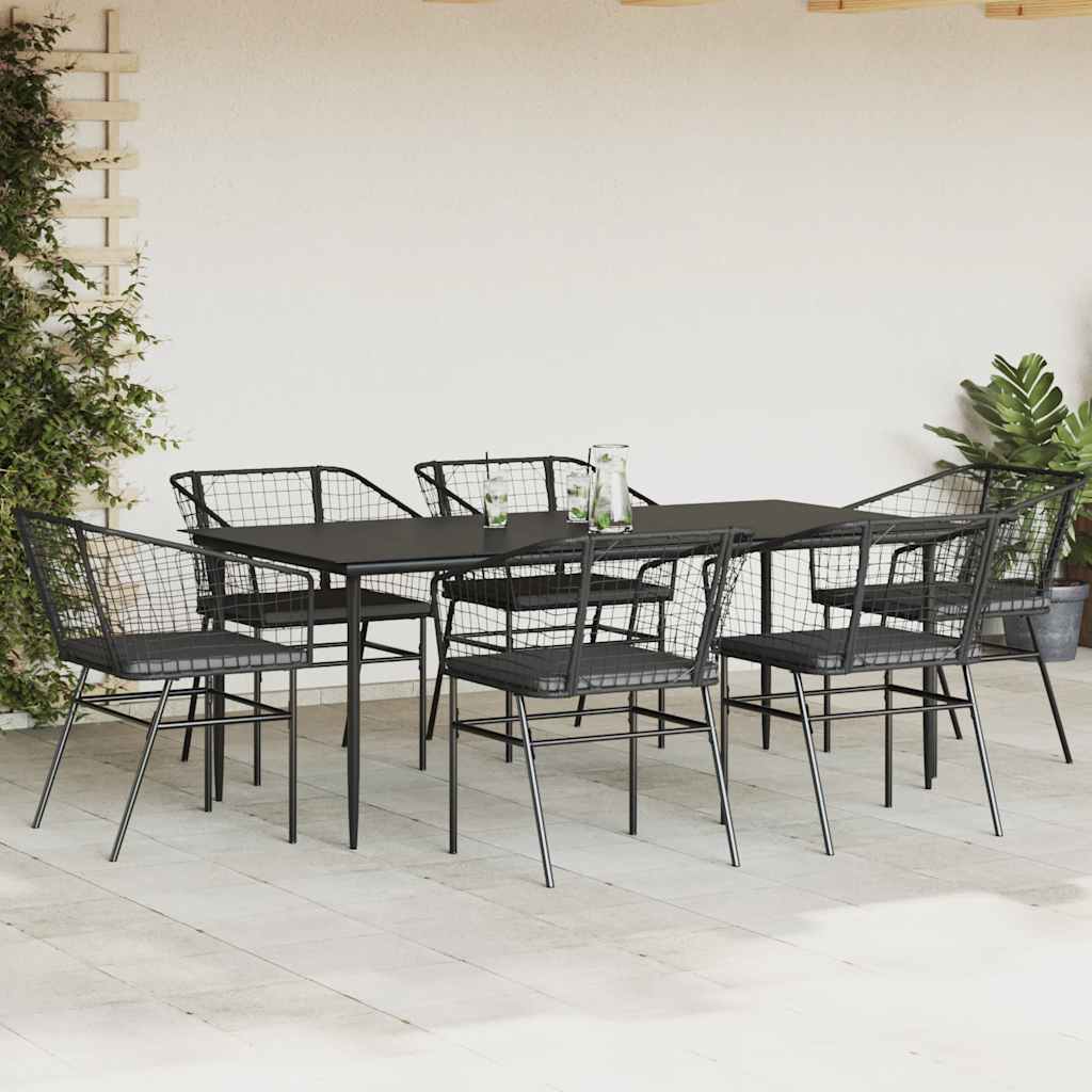 5 Dele Spisebordssæt Til Haven M. Hynder Polyrattan Glas Sort