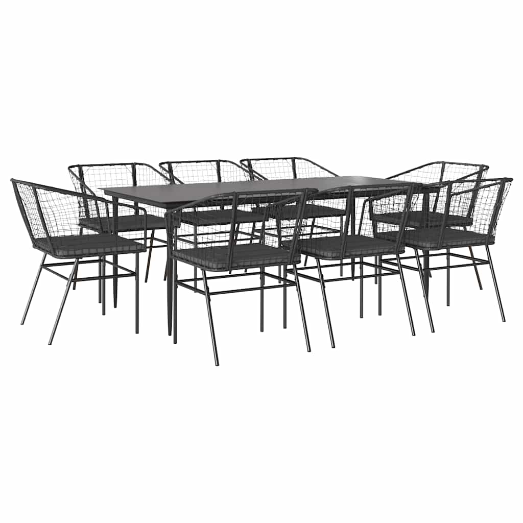 5 Dele Spisebordssæt Til Haven M. Hynder Polyrattan Glas Sort