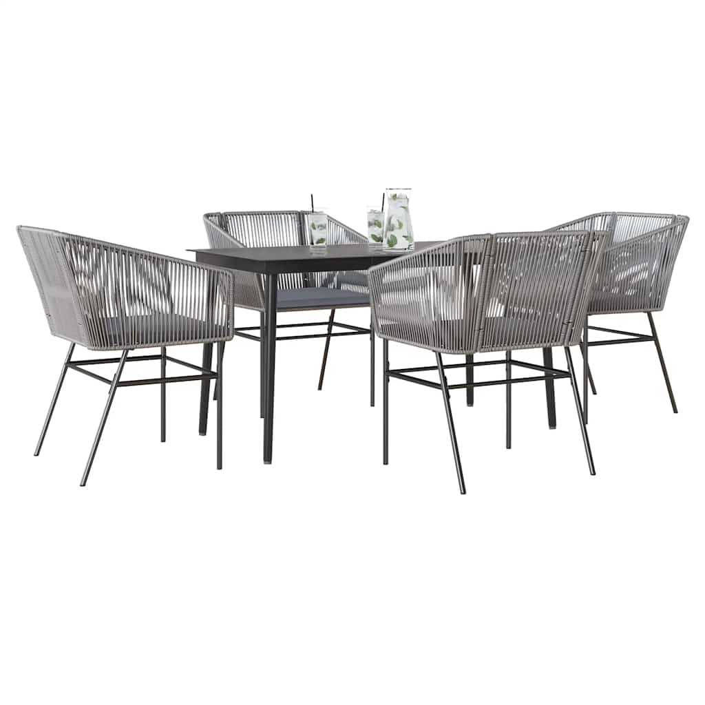 7 Dele Spisebordssæt Til Haven M. Hynder Polyrattan Glas