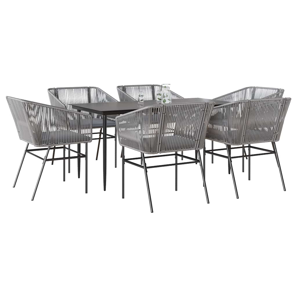 7 Dele Spisebordssæt Til Haven M. Hynder Polyrattan Glas