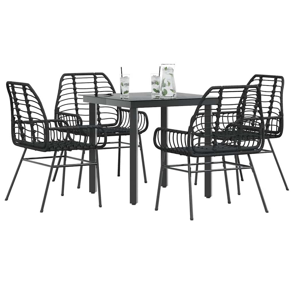 3 Dele Spisebordssæt til Haven Polyrattan Glas Sort