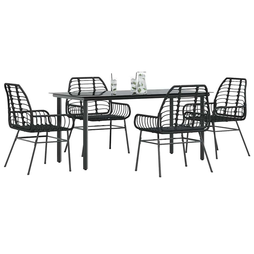 3 Dele Spisebordssæt til Haven Polyrattan Glas Sort