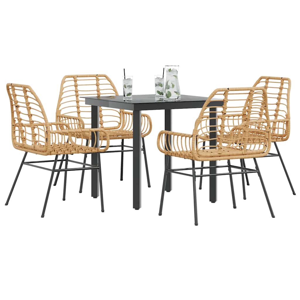 3 Dele Spisebordssæt til Haven Polyrattan Glas Sort