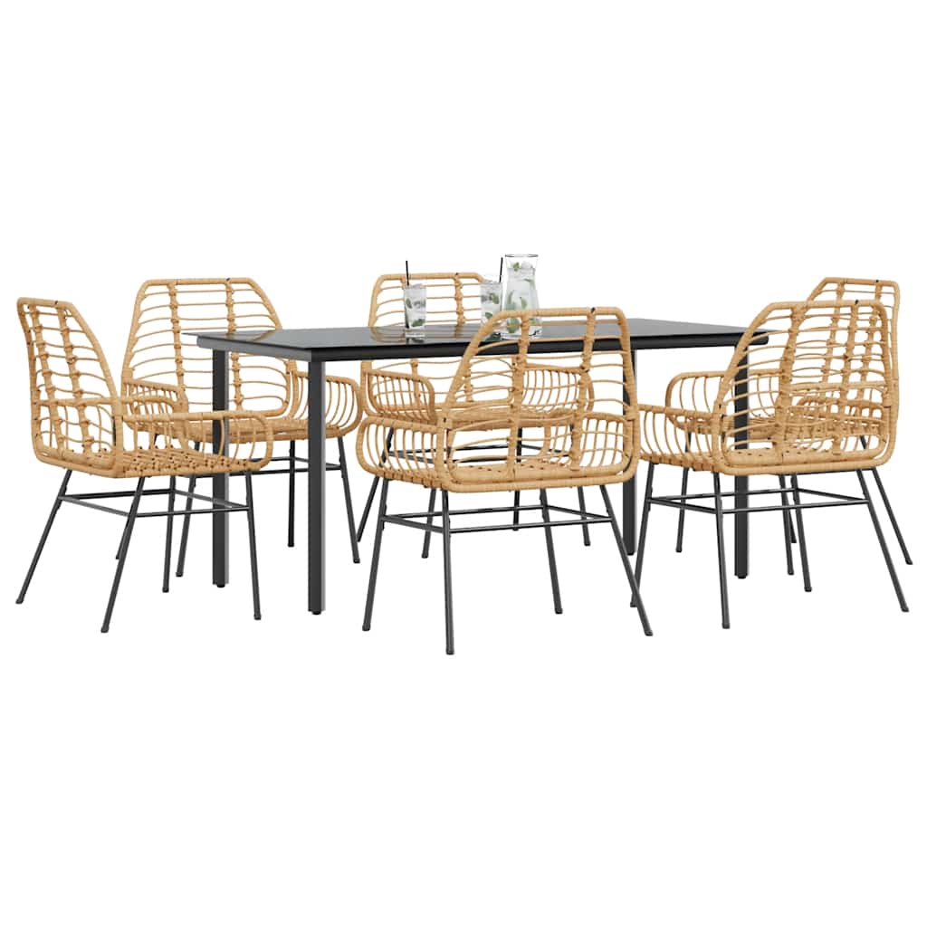 3 Dele Spisebordssæt til Haven Polyrattan Glas Sort