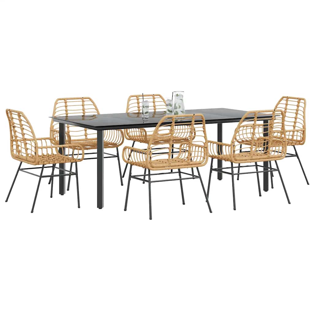 3 Dele Spisebordssæt til Haven Polyrattan Glas Sort