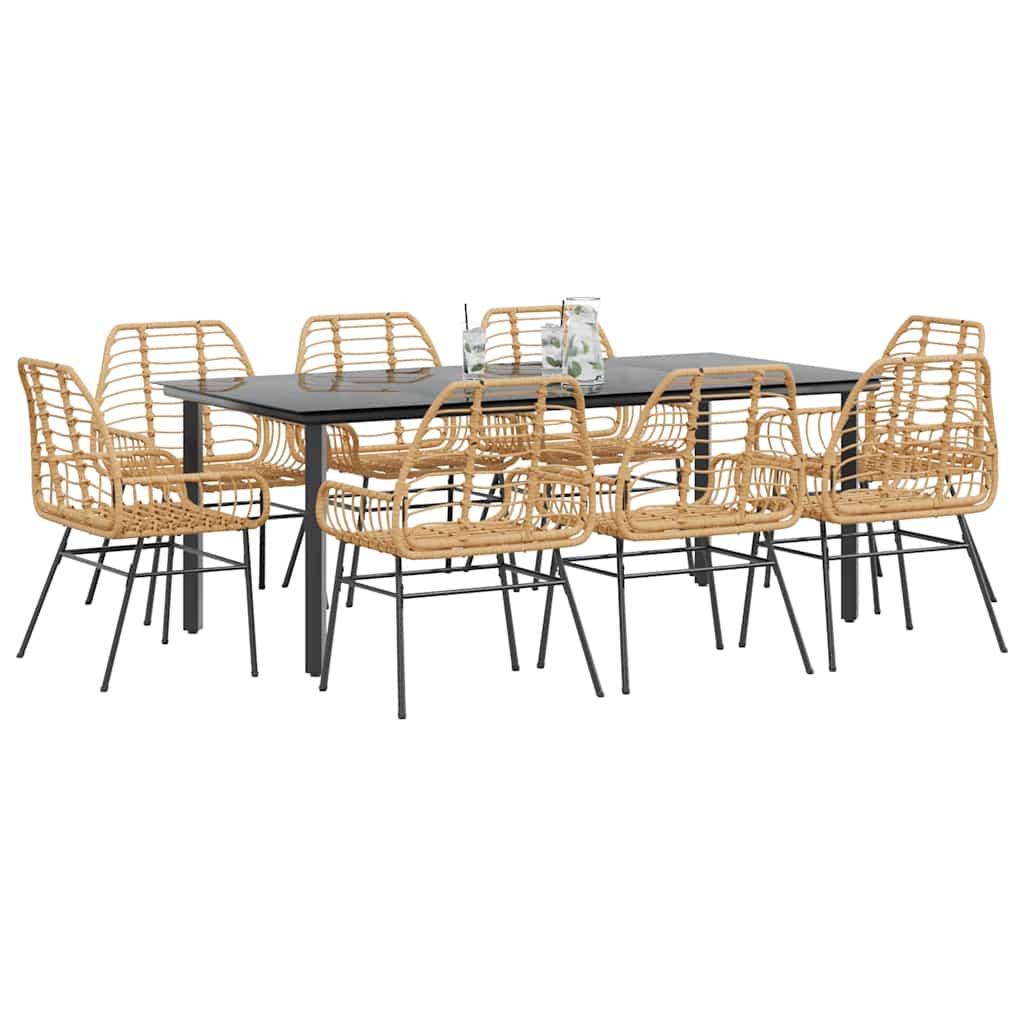3 Dele Spisebordssæt til Haven Polyrattan Glas Sort