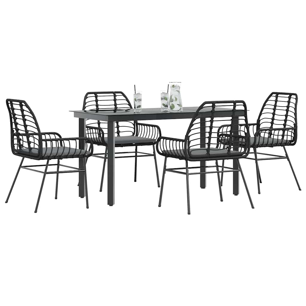 3 Dele Spisebordssæt til Haven Polyrattan Glas Sort