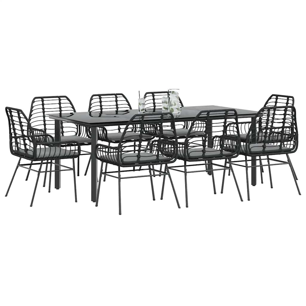 3 Dele Spisebordssæt til Haven Polyrattan Glas Sort