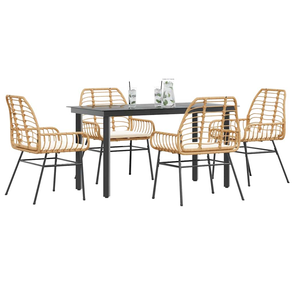 3 Dele Spisebordssæt til Haven Polyrattan Glas Sort