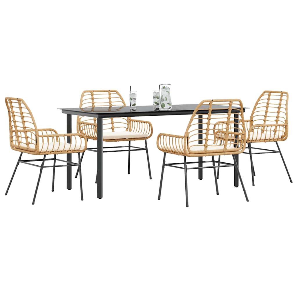 3 Dele Spisebordssæt til Haven Polyrattan Glas Sort