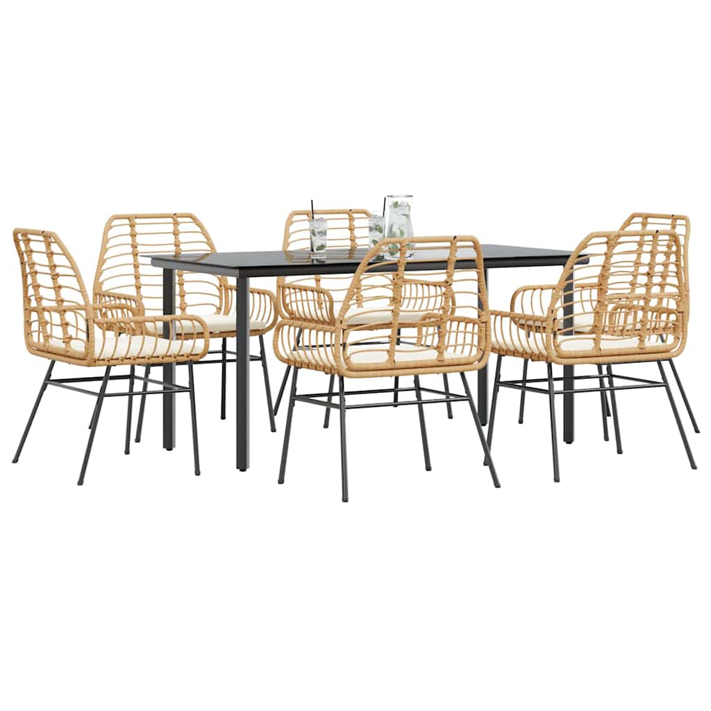3 Dele Spisebordssæt til Haven Polyrattan Glas Sort