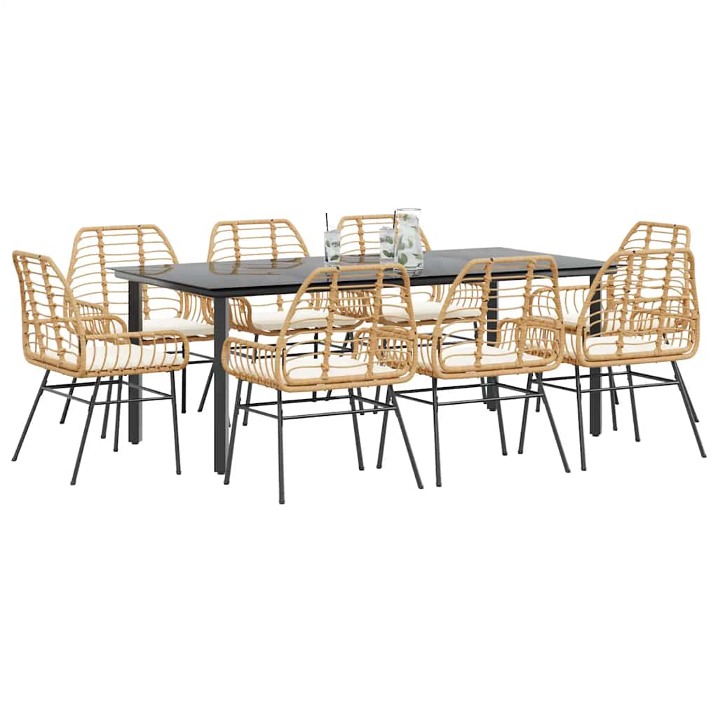 3 Dele Spisebordssæt til Haven Polyrattan Glas Sort