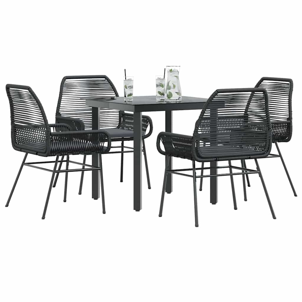 3 Dele Spisebordssæt til Haven M. Hynder Polyrattan Glas Sort