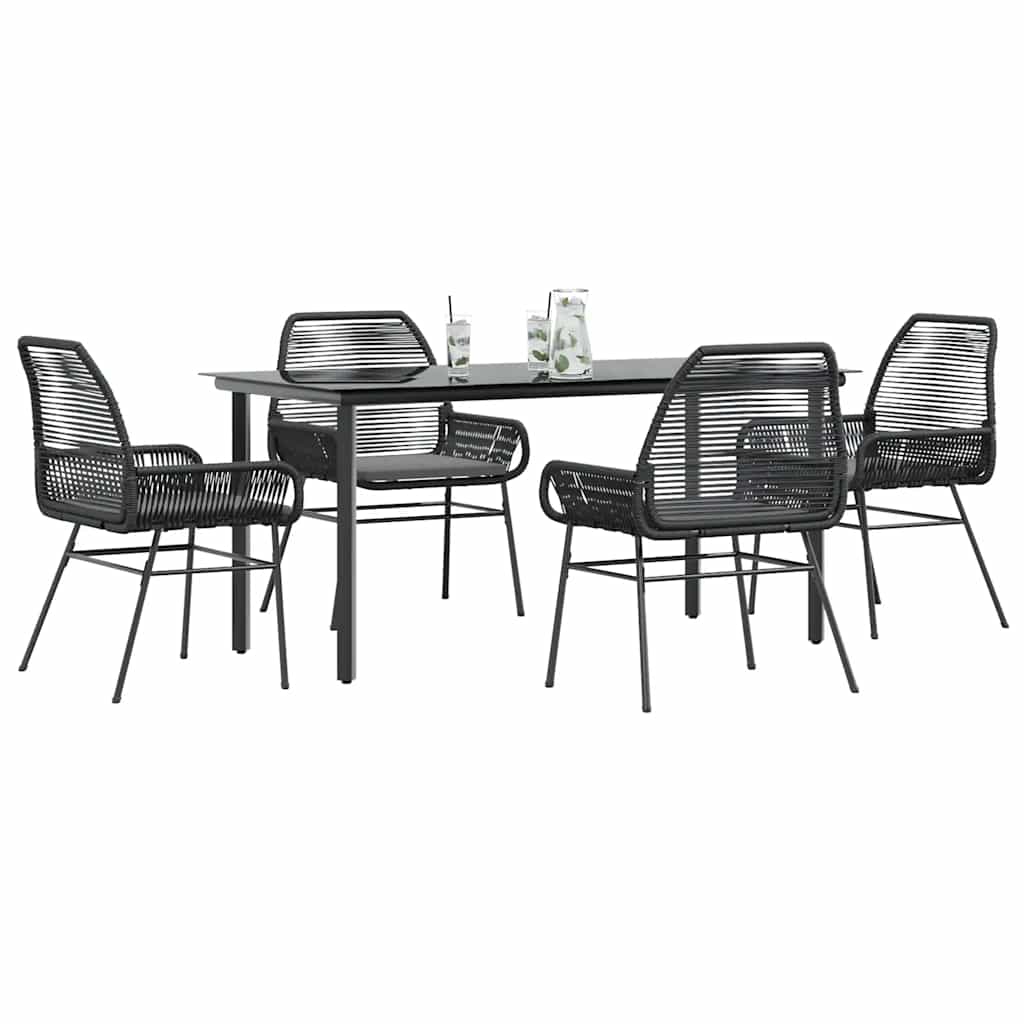 3 Dele Spisebordssæt til Haven M. Hynder Polyrattan Glas Sort
