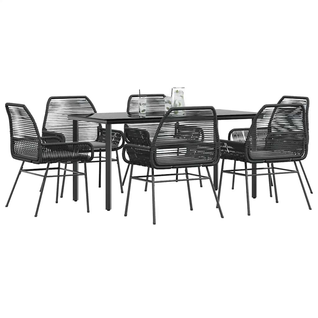 3 Dele Spisebordssæt til Haven M. Hynder Polyrattan Glas Sort