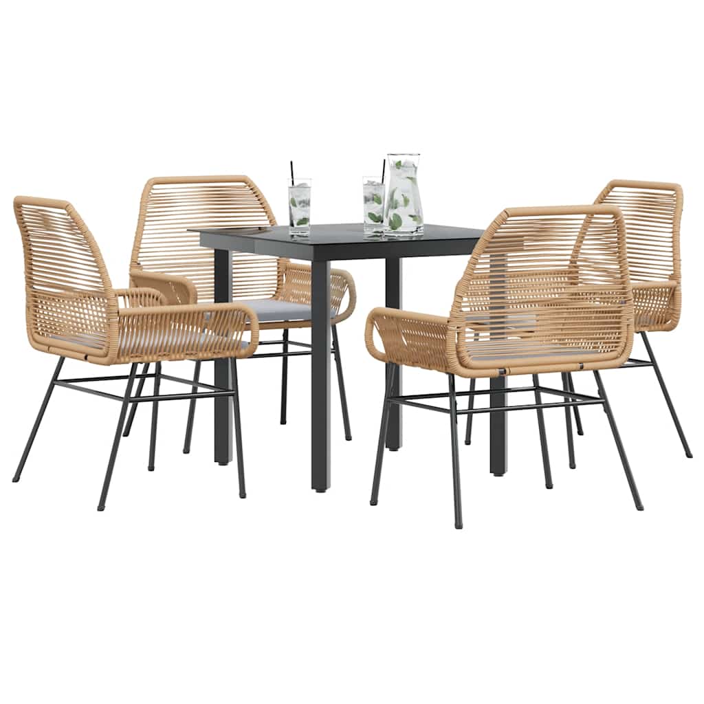 3 Dele Spisebordssæt til Haven M. Hynder Polyrattan Glas Sort