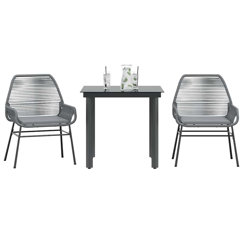 3 Dele Spisebordssæt til Haven M. Hynder Polyrattan Glas Sort