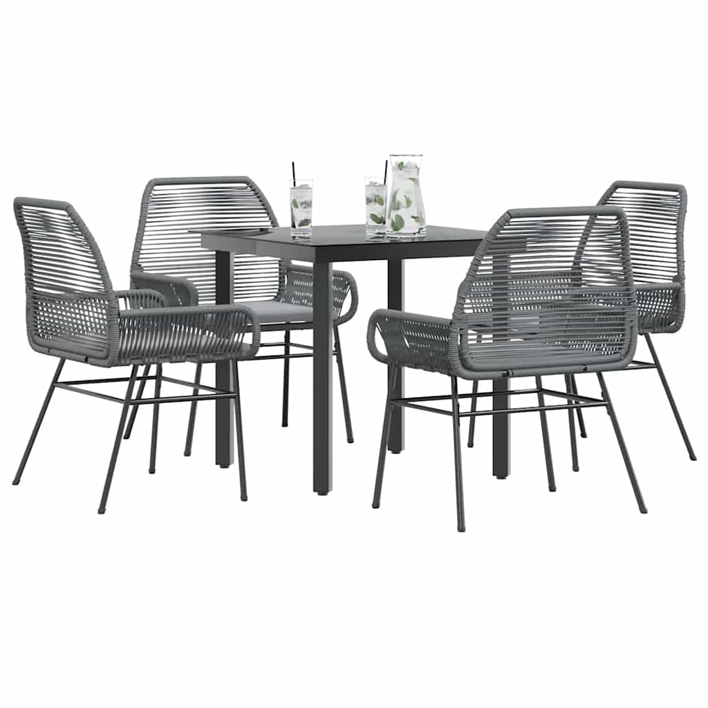 3 Dele Spisebordssæt til Haven M. Hynder Polyrattan Glas Sort