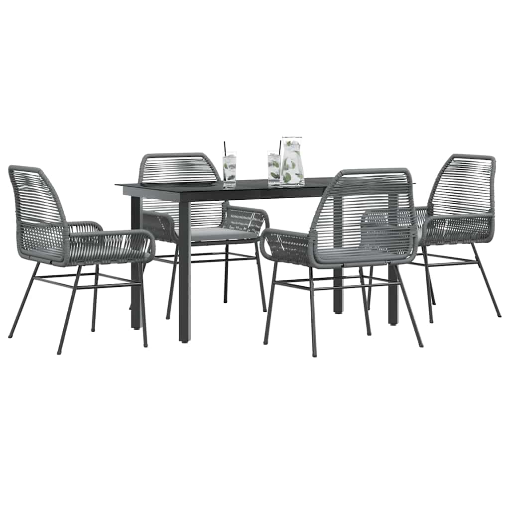 3 Dele Spisebordssæt til Haven M. Hynder Polyrattan Glas Sort
