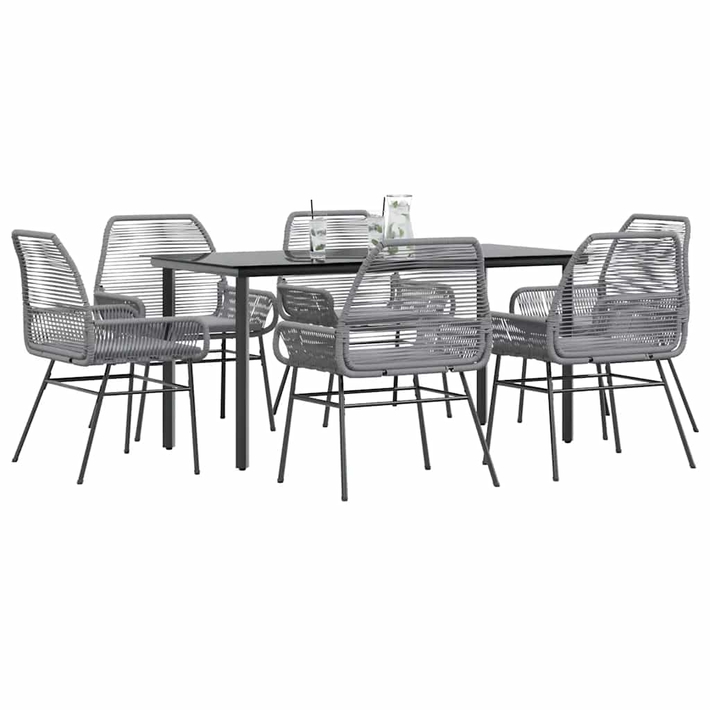 3 Dele Spisebordssæt til Haven M. Hynder Polyrattan Glas Sort
