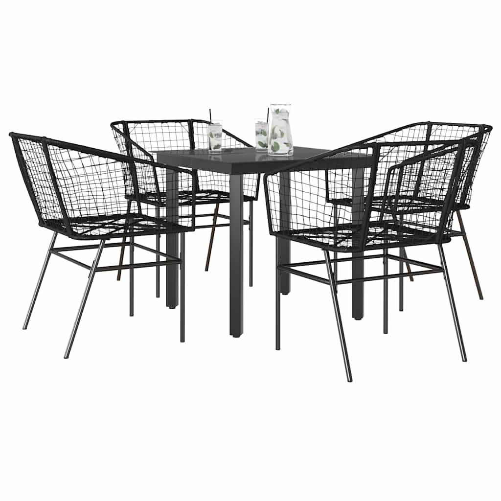 3 Dele Spisebordssæt til Haven Polyrattan Glas Sort