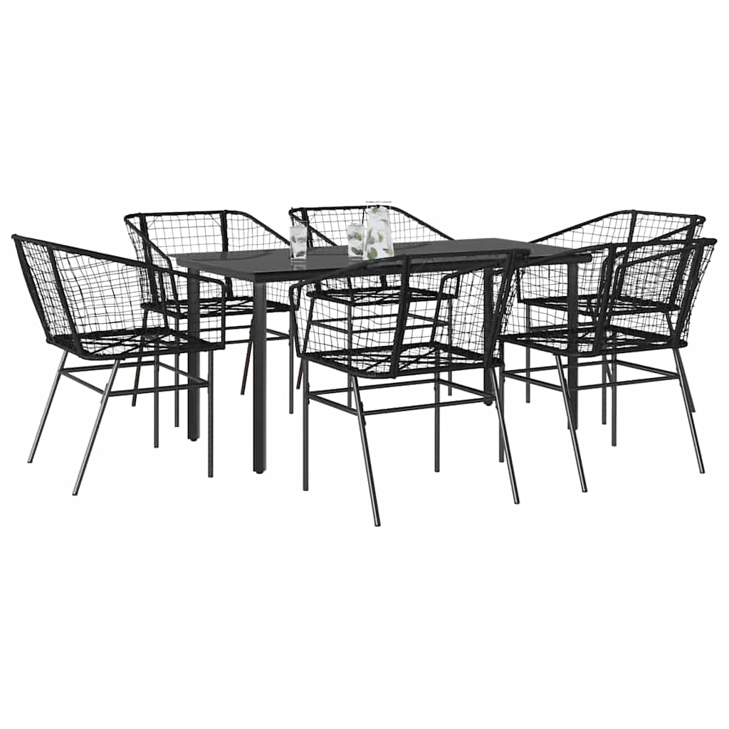 3 Dele Spisebordssæt til Haven Polyrattan Glas Sort