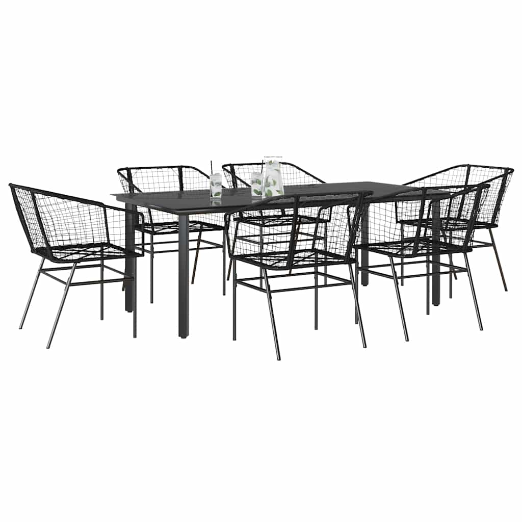 3 Dele Spisebordssæt til Haven Polyrattan Glas Sort