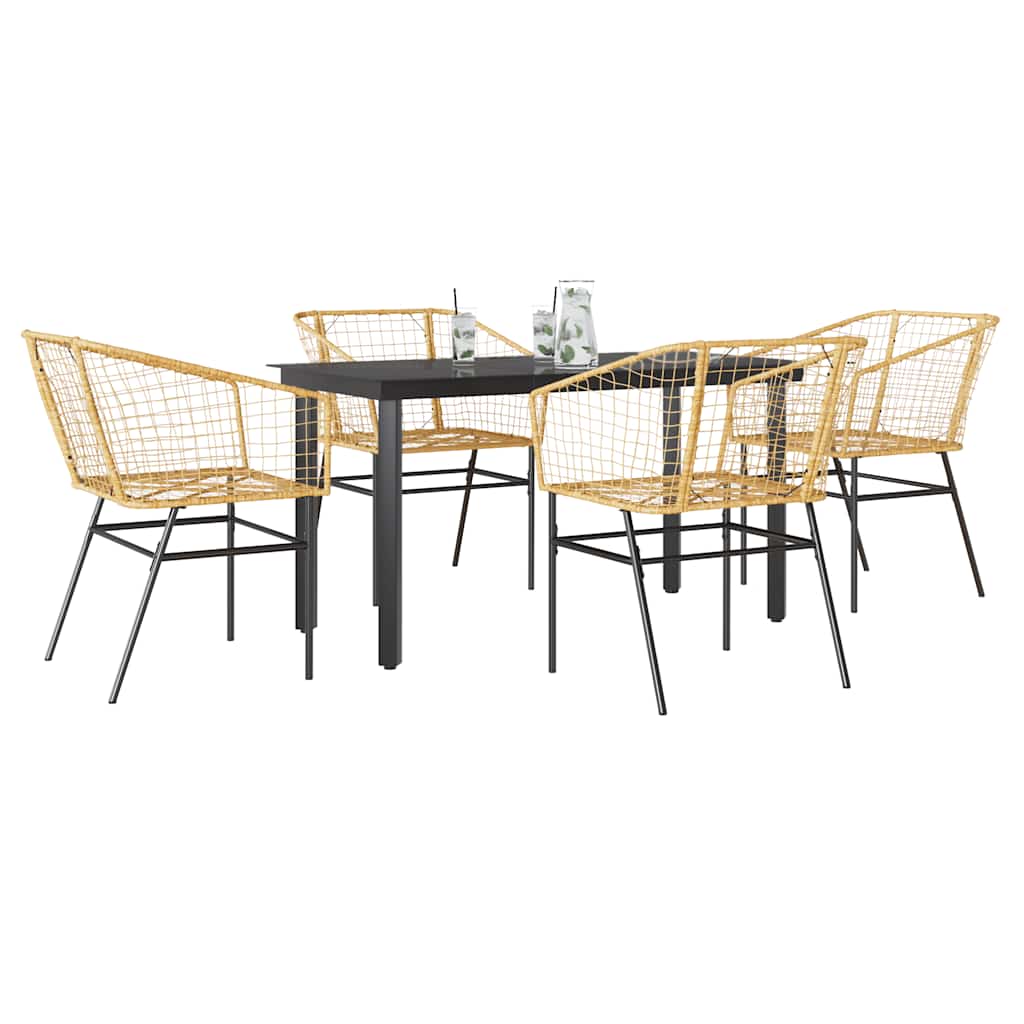 3 Dele Spisebordssæt til Haven Polyrattan Glas Sort