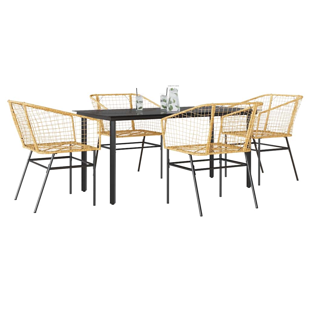 3 Dele Spisebordssæt til Haven Polyrattan Glas Sort