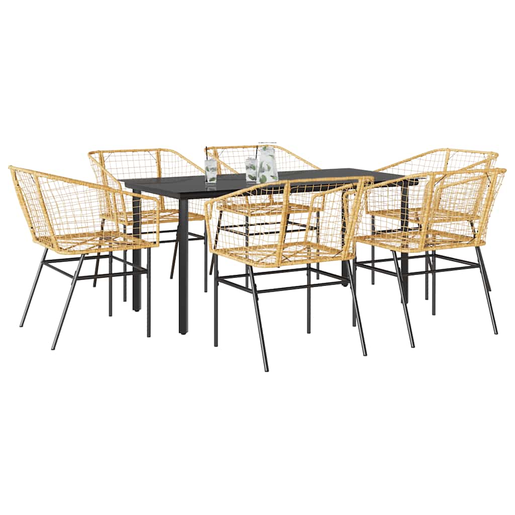 3 Dele Spisebordssæt til Haven Polyrattan Glas Sort
