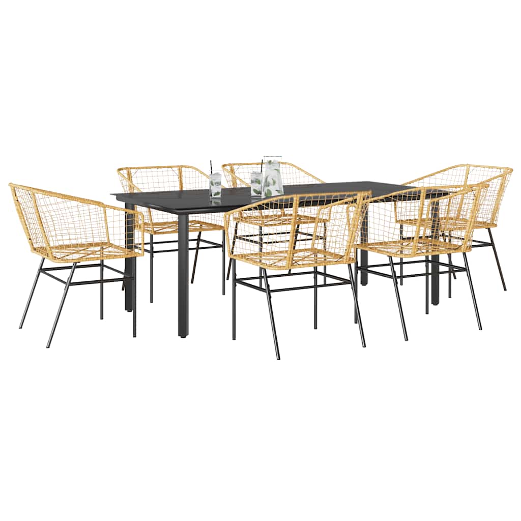 3 Dele Spisebordssæt til Haven Polyrattan Glas Sort