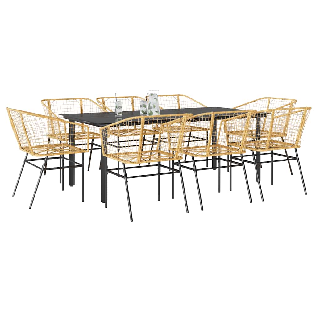 3 Dele Spisebordssæt til Haven Polyrattan Glas Sort