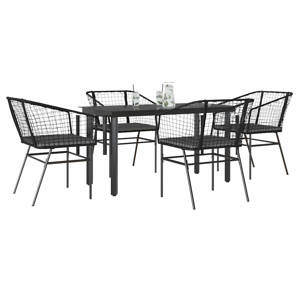 3 Dele Spisebordssæt til Haven Polyrattan Glas Sort